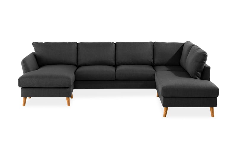 Trend 4-sits Högervänd U-formad Soffa med Divan och Schäslong i Tyg - Svart - Möbler - Soffa - U-soffa