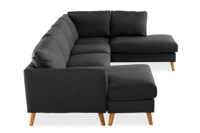 Trend 4-sits Högervänd U-formad Soffa med Divan och Schäslong i Tyg - Svart - Möbler - Soffa - U-soffa