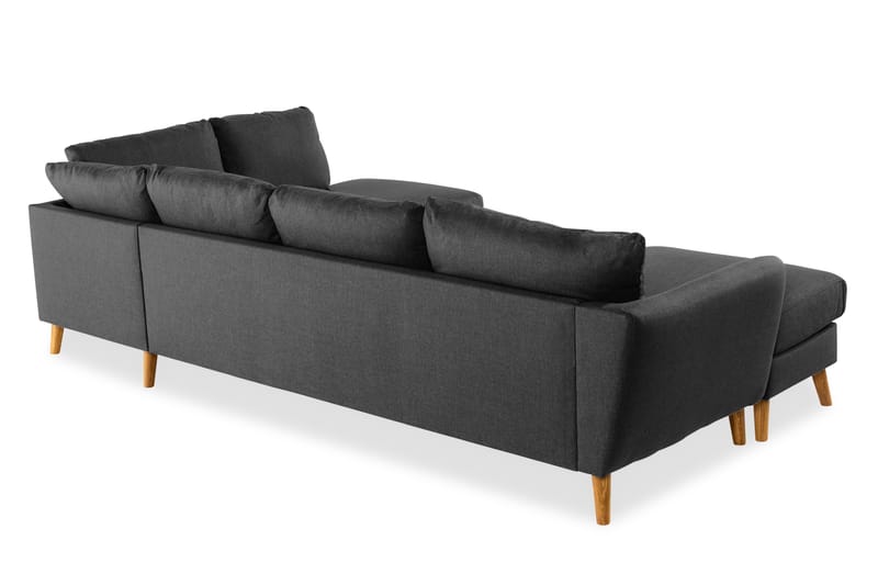 Trend 4-sits Högervänd U-formad Soffa med Divan och Schäslong i Tyg - Svart - Möbler - Soffa - U-soffa