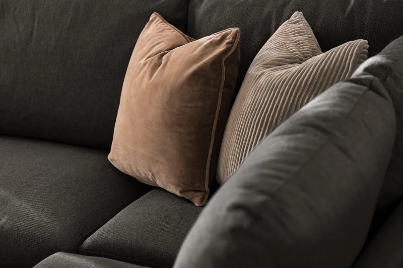 Trend 4-sits Högervänd U-formad Soffa med Divan och Schäslong i Tyg - Svart - Möbler - Soffa - U-soffa