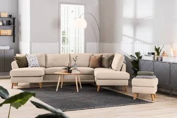 Trend 4-sits Vänstervänd U-formad Soffa med Divan och Schäslong i Tyg - Beige - Möbler - Soffa - U-soffa