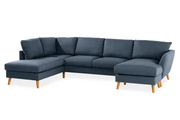 Trend 4-sits Vänstervänd U-formad Soffa med Divan och Schäslong i Tyg - Blå - Möbler - Soffa - U-soffa