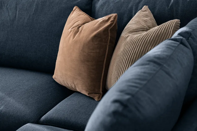 Trend 4-sits Vänstervänd U-formad Soffa med Divan och Schäslong i Tyg - Blå - Möbler - Soffa - U-soffa