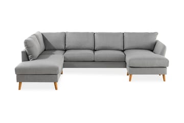 Trend 4-sits Vänstervänd U-formad Soffa med Divan och Schäslong i Tyg - Grå - Möbler - Soffa - U-soffa