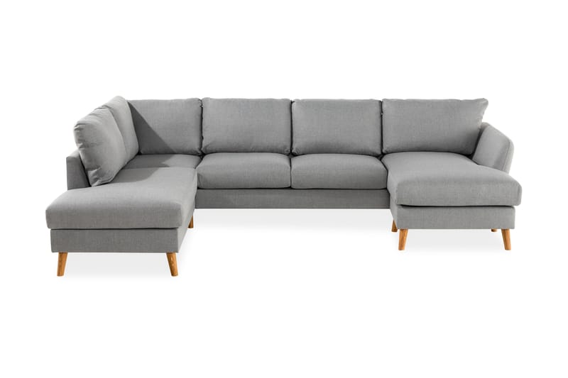 Trend 4-sits Vänstervänd U-formad Soffa med Divan och Schäslong i Tyg - Grå - Möbler - Soffa - U-soffa