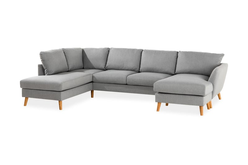 Trend 4-sits Vänstervänd U-formad Soffa med Divan och Schäslong i Tyg - Grå - Möbler - Soffa - U-soffa