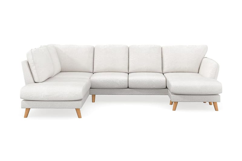 Trend Lyx 4-sits Högervänd U-formad Soffa med Divan och Schäslong i Bouclé, Vit