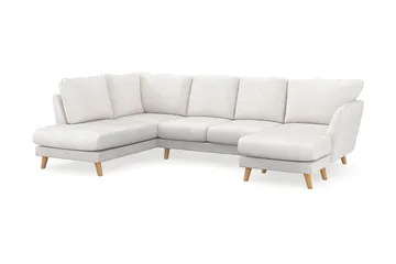 Trend Lyx 4-sits Högervänd U-formad Soffa med Divan och Schäslong i Bouclé - Vit - Möbler - Soffa - U-soffa