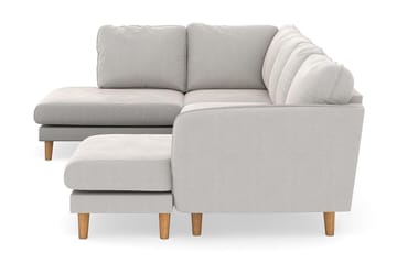 Trend Lyx 4-sits Högervänd U-formad Soffa med Divan och Schäslong i Sammet - Krämvit - Möbler - Soffa - U-soffa
