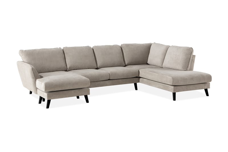 Trend Lyx 4-sits Högervänd U-formad Soffa med Divan och Schäslong i Tyg - Beige - Möbler - Soffa - U-soffa