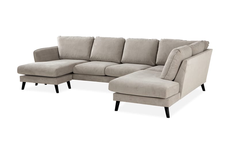Trend Lyx 4-sits Högervänd U-formad Soffa med Divan och Schäslong i Tyg - Beige - Möbler - Soffa - U-soffa
