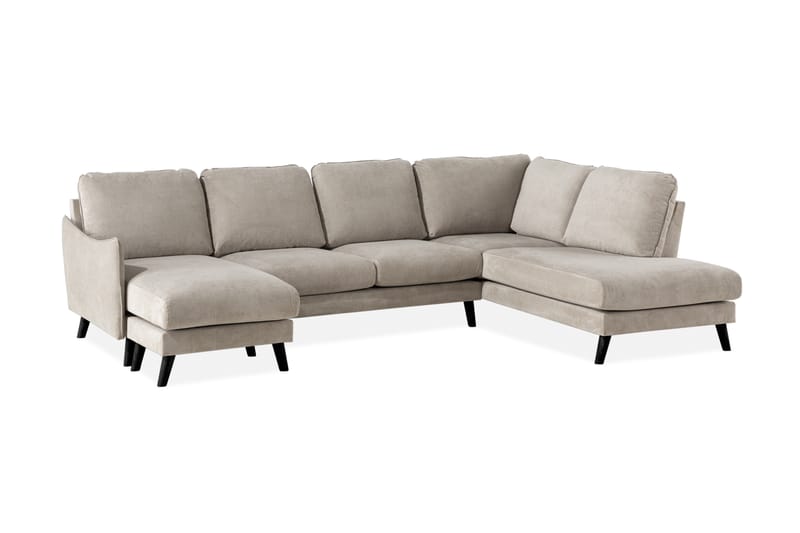 Trend Lyx 4-sits Högervänd U-formad Soffa med Divan och Schäslong i Tyg - Beige - Möbler - Soffa - U-soffa