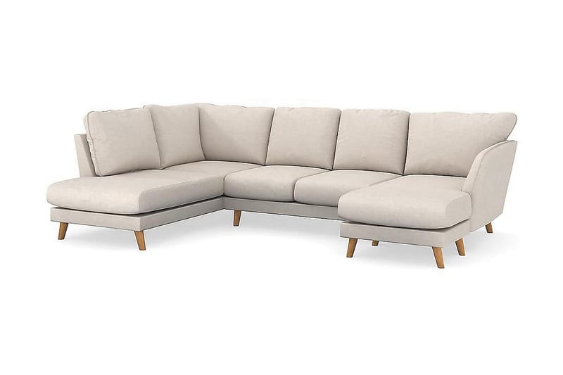 Trend Lyx 4-sits Högervänd U-formad Soffa med Divan och Schäslong i Tyg - Beige - Möbler - Soffa - U-soffa