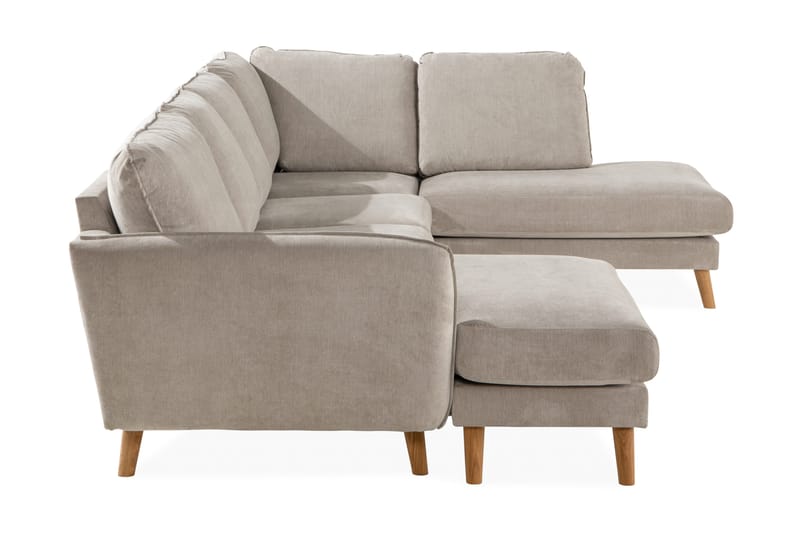 Trend Lyx 4-sits Högervänd U-formad Soffa med Divan och Schäslong i Tyg - Beige - Möbler - Soffa - U-soffa