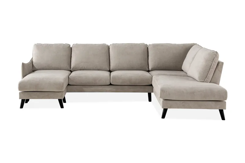 Trend Lyx 4-sits Högervänd U-formad Soffa med Divan och Schäslong i Tyg, Beige
