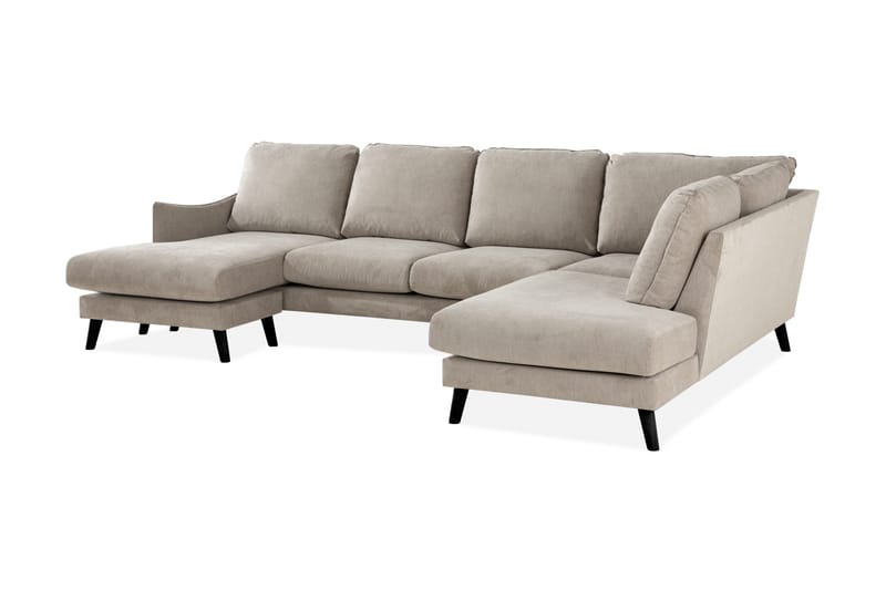 Trend Lyx 4-sits Högervänd U-formad Soffa med Divan och Schäslong i Tyg - Beige - Möbler - Soffa - U-soffa