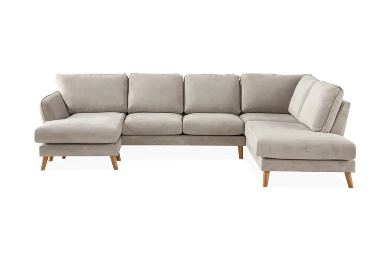 Trend Lyx 4-sits Högervänd U-formad Soffa med Divan och Schäslong i Tyg, Beige