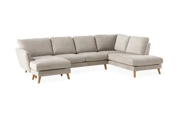 Trend Lyx 4-sits Högervänd U-formad Soffa med Divan och Schäslong i Tyg - Beige - Möbler - Soffa - U-soffa