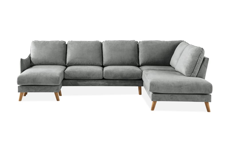 Trend Lyx 4-sits Högervänd U-formad Soffa med Divan och Schäslong i Tyg - Grå - Möbler - Soffa - U-soffa