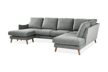 Trend Lyx 4-sits Högervänd U-formad Soffa med Divan och Schäslong i Tyg - Grå - Möbler - Soffa - U-soffa