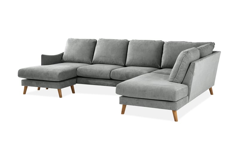 Trend Lyx 4-sits Högervänd U-formad Soffa med Divan och Schäslong i Tyg - Grå - Möbler - Soffa - U-soffa