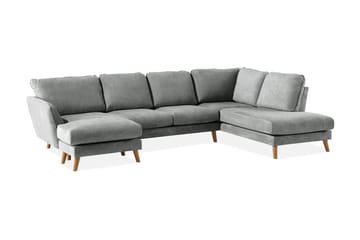 Trend Lyx 4-sits Högervänd U-formad Soffa med Divan och Schäslong i Tyg - Grå - Möbler - Soffa - U-soffa