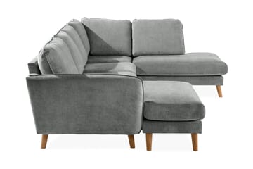 Trend Lyx 4-sits Högervänd U-formad Soffa med Divan och Schäslong i Tyg - Grå - Möbler - Soffa - U-soffa