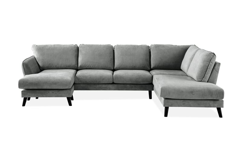 Trend Lyx 4-sits Högervänd U-formad Soffa med Divan och Schäslong i Tyg - Grå - Möbler - Soffa - U-soffa