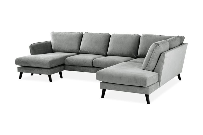 Trend Lyx 4-sits Högervänd U-formad Soffa med Divan och Schäslong i Tyg - Grå - Möbler - Soffa - U-soffa
