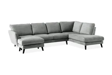 Trend Lyx 4-sits Högervänd U-formad Soffa med Divan och Schäslong i Tyg - Grå - Möbler - Soffa - U-soffa
