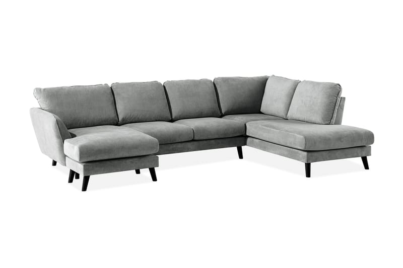 Trend Lyx 4-sits Högervänd U-formad Soffa med Divan och Schäslong i Tyg - Grå - Möbler - Soffa - U-soffa