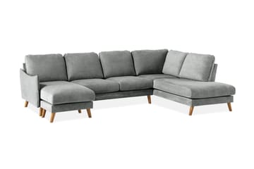 Trend Lyx 4-sits Högervänd U-formad Soffa med Divan och Schäslong i Tyg - Grå - Möbler - Soffa - U-soffa