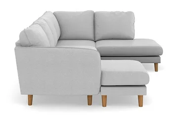 Trend Lyx 4-sits Högervänd U-formad Soffa med Divan och Schäslong i Tyg - Ljusgrå - Möbler - Soffa - U-soffa
