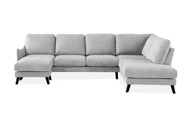 Trend Lyx 4-sits Högervänd U-formad Soffa med Divan och Schäslong i Tyg - Ljusgrå - Möbler - Soffa - U-soffa
