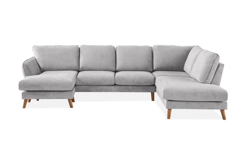 Trend Lyx 4-sits Högervänd U-formad Soffa med Divan och Schäslong i Tyg - Ljusgrå - Möbler - Soffa - U-soffa