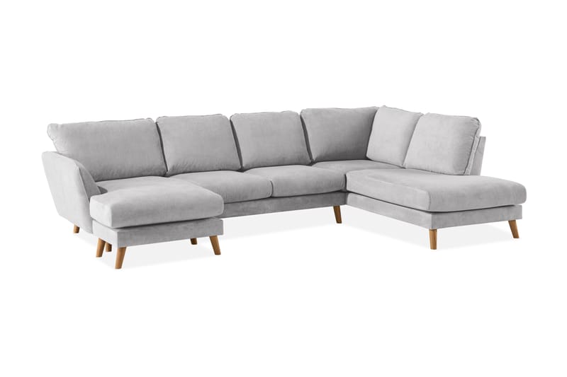 Trend Lyx 4-sits Högervänd U-formad Soffa med Divan och Schäslong i Tyg - Ljusgrå - Möbler - Soffa - U-soffa