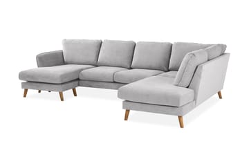 Trend Lyx 4-sits Högervänd U-formad Soffa med Divan och Schäslong i Tyg - Ljusgrå - Möbler - Soffa - U-soffa