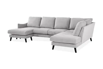 Trend Lyx 4-sits Högervänd U-formad Soffa med Divan och Schäslong i Tyg - Ljusgrå - Möbler - Soffa - U-soffa