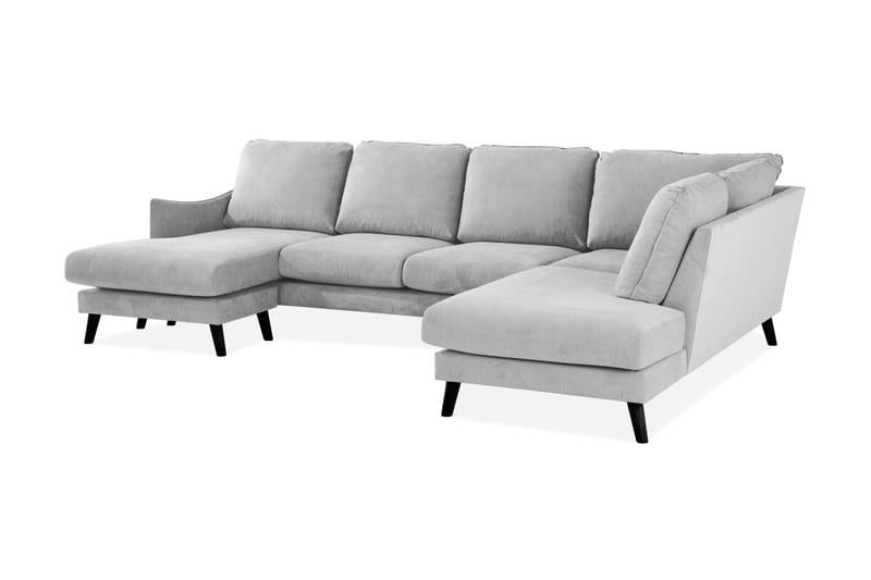 Trend Lyx 4-sits Högervänd U-formad Soffa med Divan och Schäslong i Tyg - Ljusgrå - Möbler - Soffa - U-soffa