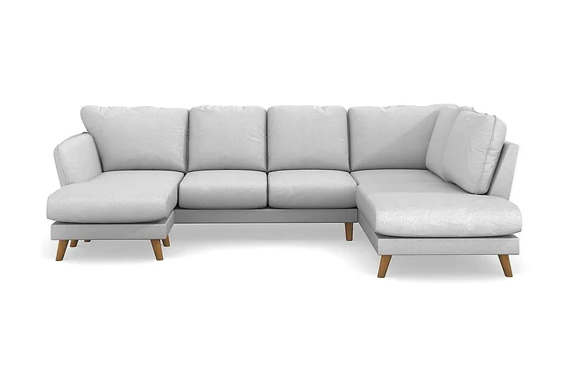 Trend Lyx 4-sits Högervänd U-formad Soffa med Divan och Schäslong i Tyg - Ljusgrå - Möbler - Soffa - U-soffa