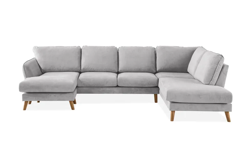 Trend Lyx 4-sits Högervänd U-formad Soffa med Divan och Schäslong i Tyg - Ljusgrå - Möbler - Soffa - U-soffa
