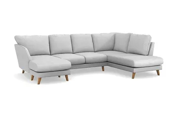 Trend Lyx 4-sits Högervänd U-formad Soffa med Divan och Schäslong i Tyg - Ljusgrå - Möbler - Soffa - U-soffa