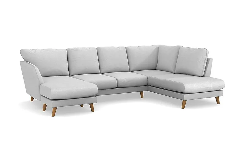 Trend Lyx 4-sits Högervänd U-formad Soffa med Divan och Schäslong i Tyg - Ljusgrå - Möbler - Soffa - U-soffa