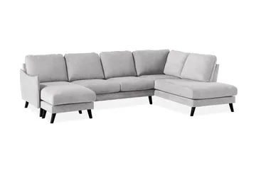 Trend Lyx 4-sits Högervänd U-formad Soffa med Divan och Schäslong i Tyg - Ljusgrå - Möbler - Soffa - U-soffa