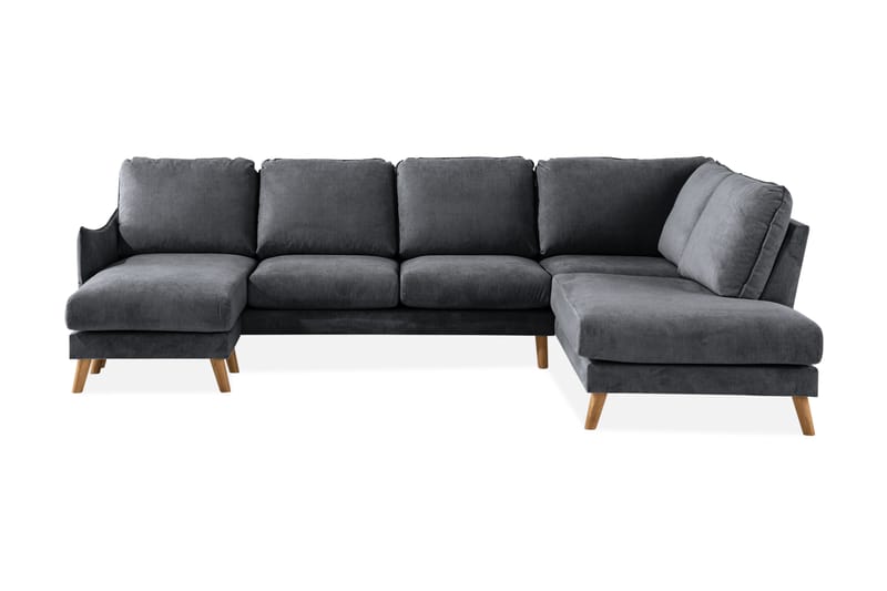 Trend Lyx 4-sits Högervänd U-formad Soffa med Divan och Schäslong i Tyg - Mörkgrå - Möbler - Soffa - U-soffa