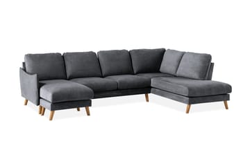Trend Lyx 4-sits Högervänd U-formad Soffa med Divan och Schäslong i Tyg - Mörkgrå - Möbler - Soffa - U-soffa