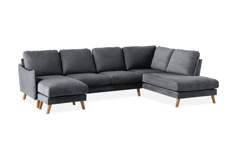 Trend Lyx 4-sits Högervänd U-formad Soffa med Divan och Schäslong i Tyg - Mörkgrå - Möbler - Soffa - U-soffa