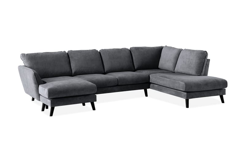 Trend Lyx 4-sits Högervänd U-formad Soffa med Divan och Schäslong i Tyg - Mörkgrå - Möbler - Soffa - U-soffa