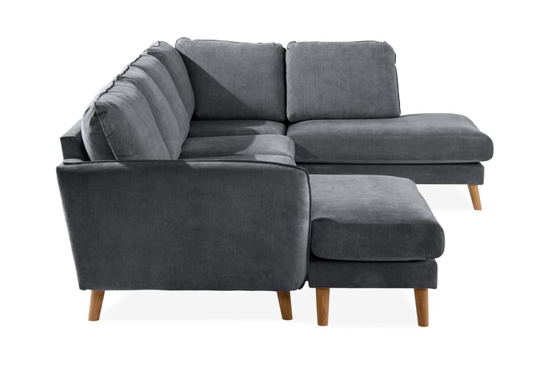 Trend Lyx 4-sits Högervänd U-formad Soffa med Divan och Schäslong i Tyg - Mörkgrå - Möbler - Soffa - U-soffa