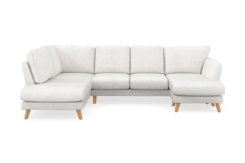 Trend Lyx 4-sits Vänstervänd U-formad Soffa med Divan och Schäslong i Bouclé, Vit